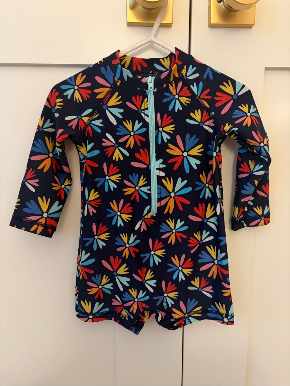PRIMARY Kids Navy Floral Long-Sleeve Rash Guard Swimsuit | size 6-12 M